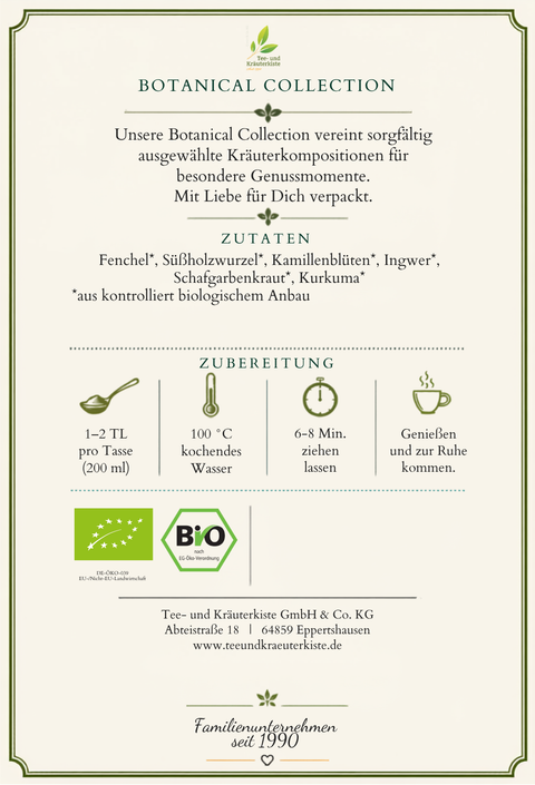 Bauchgefühl Bio-Kräutertee – harmonisch-würziger Kräutergenuss mit Fenchel & Kamille