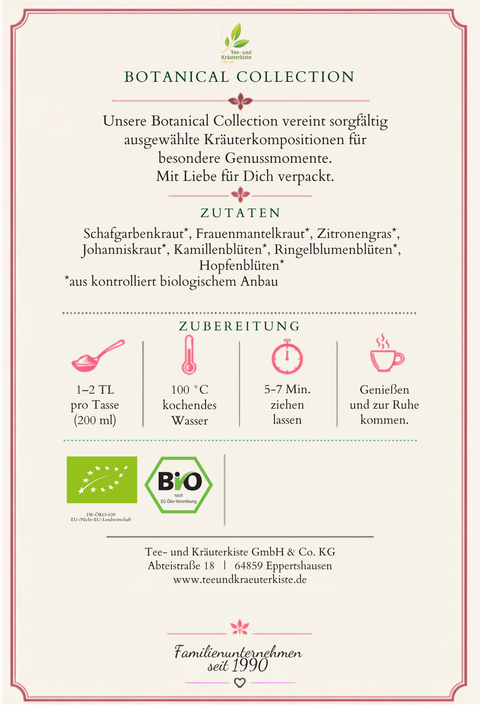 Frauenzeit Bio-Kräutertee – fein-aromatische Kräuterkomposition mit Frauenmantel & Schafgarbe